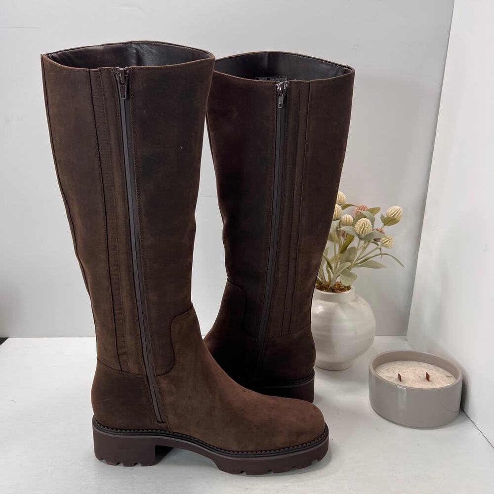 Vionic Fallbrook High Shaft Leather Boots Brown Women's 9.5 Wide Tried On - Picture 5 of 10